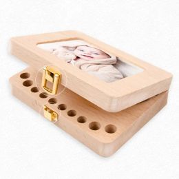 Box Wooden Photo Frame Foetal Hair Deciduous Tooth Organiser Milk Teeth Storage Box Newborn Baby Souvenirs Gift