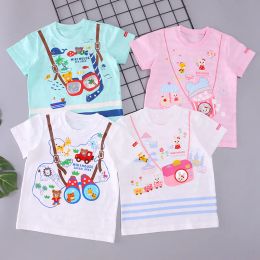 Blazers Children's Shortsleeved Summer 2022 Japanesestyle Men's and Women's Baby Fashion Cute Cartoon Bear and Rabbit Print Tshirt