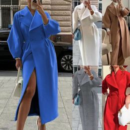 Tweed jacket, high-quality vintage court-style balloon sleeve, large lapel trench coat, long comfortable coat