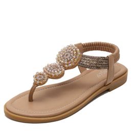 Summer Sandal Women Sandals Bohemian Roman Flat Bottom Beach Shoes Sandles Heels Flip Flop 240228