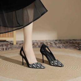 Sandals Black sexy high heels design big brand women single shoes spring new pointy stiletto heels 9cm professional commuting comfortL2404