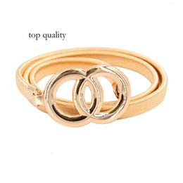 Belts FAITOLAGI Double Rings Chain Waist Belt For Women Elastic Stretch Silver Gold Belt Metal Thin Ladies Dress Waist Belt Waistband 8572