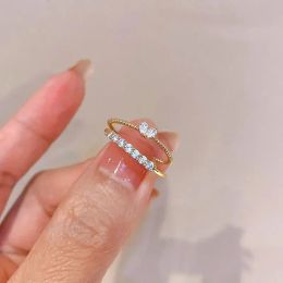 Bands New Fashion Weave Crystal Heart Shaped Cute Wedding band Rings For Women Gold Color Engagement Female Party Ring Jewelry Gift