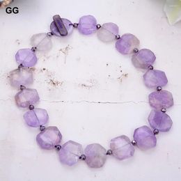 Pendant Necklaces GG Natural Faceted Purple Ametrine Gems Stone Rectangle Necklace Amethyst Clasp For Women Lady Jewellery