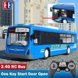 Cars 1/14 Rc Bus Electric Remote Control Car with Light One Key Start Door Open Tour Bus School City Model Radio Controlled Toys Gift