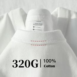 DIY Custom Brand 320gsm High Qualtity Oversized Heavy Weight T-shirt for Men Short Sleeve Tee Cotton Solid Colour Streetwear 240420