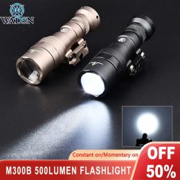 Lights WADSN Tactical M300 M300B MINI Scout Light Tactical Flashlight Rifle M300C Weapon Light LED Flashlight Fit 20mm Picatinny Rail