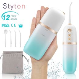 Irrigators Styton Water Flosser for Teeth Portable IPX7 Waterproof Rechargeable 12 Modes Dental Oral Flossing Irrigator With Travel Bag