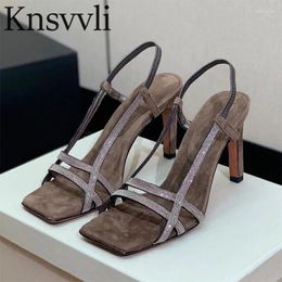 Sandals 2024 High Heels Gladiator Women Kid Suede Chain String Bead Summer Shoes Woman Stiletto Sandalias Mujer