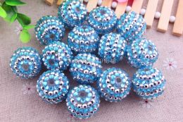 Beads Kwoi Vita AquA AB/Silver Colour Resin Rhinestone Ball Beads Wholesales 20mm Chunky 100PCS Kids Girl Jewellery