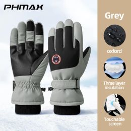 Gloves PHMAX Ski Gloves Unisex Women Men Winter Warm Thick Touch Screen Waterproof Skiing Glove Outdoor Full Finger Cycling Gloves