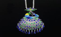 Sterling silver Jewellery cloisonne peacock pendant Chinese phoenix necklace Jewellery Charms For Woman Wedding Anniversary Gift3626580