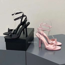 High-heel Satin Cotton Soft Fabric Sandals Stilletto Heels 8.5cm 10cm Fashion Peeptoe Womens Designers Leather Outsole Evening Banquet Shoes