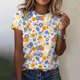 Women's T Shirts Summer 3d Floral Print T-Shirt Women Fashion Casual Ladies O-Neck Tees Tops Harajuku Girls Short Sleeve Streetwear Clothes