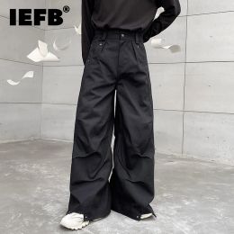 Pants IEFB Men Pants Darkwear Pleats Loose Wide Leg Trousers Trend 2023 Solid Color New Autumn Fashion Pocket Male Japanese 9A5642