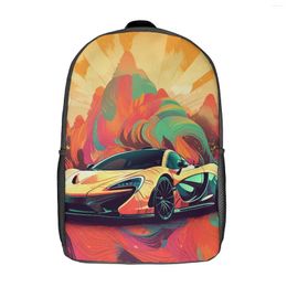 Backpack Powerful Sports Car Neo Fauvism Cover Art Men Polyester Daily Backpacks Large Pretty High School Bags Rucksack