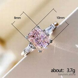 Wedding Rings Luxury Square Geometry Silver Colors Pink White Stone Rings for Women Wedding Jewelry Gift