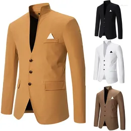 Men's Suits Men 2024 Stand Collar Suit Casual Long Sleeve Coat Formal Long-sleeve