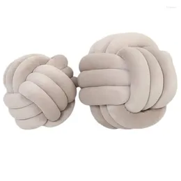 Pillow Round Knotted 22cm 28cm Cute Ball Shaped Stress Relieving Aesthetic Handmade Throw Grey White Coffee