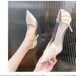 Dress Shoes French Transparent High Heels Women's Thin 2024 Temperament Pointed Toe Single Matching Skirt