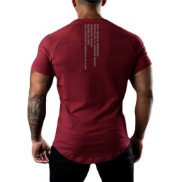 T-Shirts Summer Moisture Wicking Short Sleeve High Quality Cotton Tshirt Gym Fitness Workout Men Running Sport Fashion Hip Hop Cool Tops