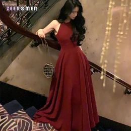 Casual Dresses 2024 Summer French Romantic High-End Wine Red A-line Party Dress Women Elegant Sleeveless Neck-Mounted Grand Prom Evening