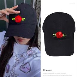 Ball Caps 3D Rose Decorative Women's Hats Spring And Summer Korean Version Ins Versatile Fashion Cotton Baseball