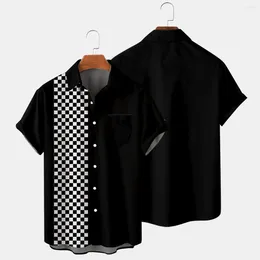 Men's Casual Shirts 2024 Black And White Plaid High Quality Creative Shirt Harajuku European American Size Oversized 5XL