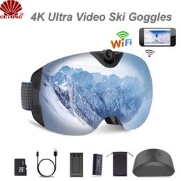 Cameras 4K Ultra Video SkiSunglass Goggles WIFI Camera with Super 1080P 60fps Video Recording AntiFog Snowboard UV400 Protection Lens