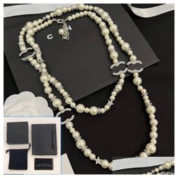 Pendant Necklaces Pearl Chain Luxury Necklace New Designer Jewellery Long Gifts For Women Boutique Winter Birthday Travel Charm Wit Drop Dh3Ap