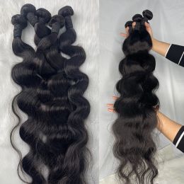 Wigs Wigs Body Wave Bundles Brazilian Hair Weave Bundles 1 3 4 PCS Bundles Natural Black 30 Inch Remy Hair Human Hair Bundles