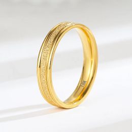 Bands Never Fade Original Frosted Gold Colour Rings For Women and Men Simple 4mm Couple Wedding Band Engagement Token Gift Jewellery