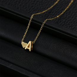 Necklaces Fashion Tiny Heart Dainty Initial Necklace Gold Colour Letter Name Choker Pendant Necklace For Women Birthday Party Jewellery Gifts