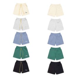 Trendy Brand RHUDE Micro Embroidered Drawstring Casual Shorts for Men and Women High Street Beach Sports Capris