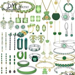 Charm Bracelets 2023 New Trend Original Fine Jewellery Sets Green Necklace Earrings Ring Bracelet Fashion Charms Gifts Women With Drop Dhzp3