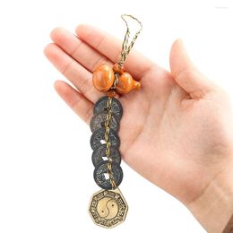 Decorative Figurines Retro Five Emperors Money Coin Wood Gourd Brass Tai Chi Gossip Mirror Pendant House Feng Shui Auspicious Mounting