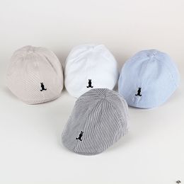 Solid Color Childrets basker Stripe Cotton Thin Fashion Simple Kids Hats Caps Berretto Baby V For Boys Girls Bonnet Boina