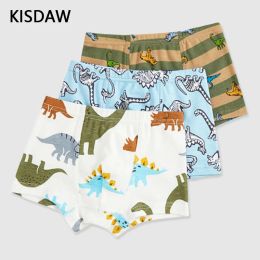 Underwear 3 Pcs Boys Boxer Briefs High Quality Cotton 214 Years Boys Underwear Breathable Soft Boxers Panties Dinosaur Cartoon Patterns