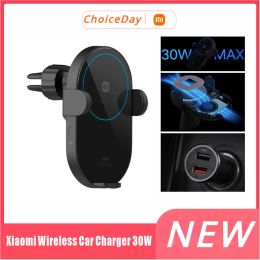 Control NEW 2023 Xiaomi Mijia Wireless Car Charger 30W Max Electric Auto Pinch Fast Charging Car Inductive Expansion Phone Holder