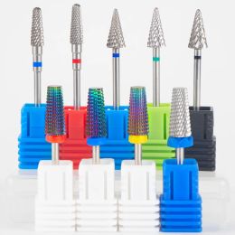 Bits Tapered Safety Carbide Tungsten Steel Nail Drill Bit Milling Cutter Remove UV Gel Dead Skin burrs Nail Art Tool Accessory