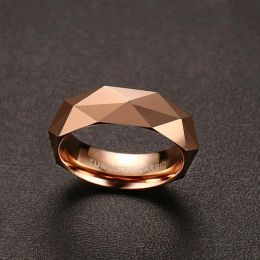 Bands Trendy Rose Gold Colors Rhombus Ring Tungsten Carbide Wedding Ring For Men Size 6 to 11