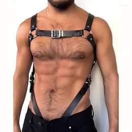 Bras Sets Gay Rave Harness Men Sexy Harajuku Faux Leather Body Chest Suspenders Punk Shoulder Strap Sex Toys For Lingerie