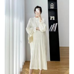 Pillows Spring New Korean Fashion Maternity Long Dresses Sweet Pleated Loose Clothes for Pregnant Women Pregnancy Clothing