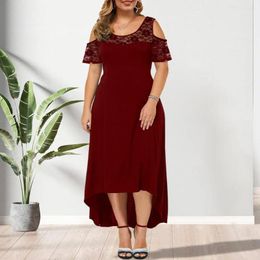 Plus Size Dresses Spring Autumn Women Formal Dress Lace Elegant Off The Shoulder Long Sundress Irregular Hem Maxi