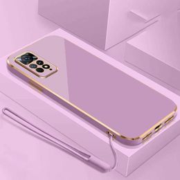 Cell Phone Cases For mi Redmi Note 11S Case Redmi Note 11 Cover Redmi Note 11 4G Luxury Square Plating Phone Case Shockproof Back Cover 240423