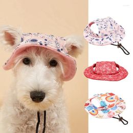 Dog Apparel Pet Headwear Round Hat Baseball Cap Puppy Grooming Dress Up Sun Sunscreen Cute With Ear Holes Outdoor