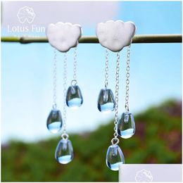 Stud Lotus Fun Real 925 Sterling Sier Natural Crystal Gems Fine Jewellery Ethnic Cloud Long Tassel Drop Earrings For Women Brincos 2401 Dhrmt