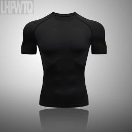 T-Shirts 2024 New Men Running T Shirt Quick Fitness Shirt Training Exercise Clothes Spandex Spartan Compress Gym Sports Shirts Tops