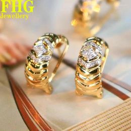 Dangle Earrings Real Diamond 18K Au750 Yellow Gold Eearrings 0.12Carat Wedding Party Engagement Fashion