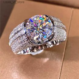 Band Rings Luxurious Fashion Jewelry Wedding for Women Elegant Bright Silver Color Inlaid with White Zircon Punk Engagement Ring H240424